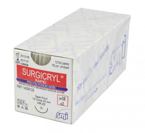 Suture Surgicryl rapid 45cm 3-0, 12pcs