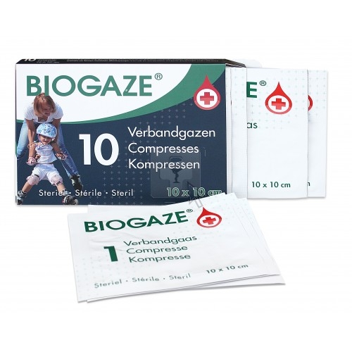 Biogaze impregnated compress 10x10cm, 10pcs