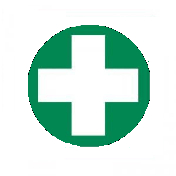 Sticker Round Green/Cross White